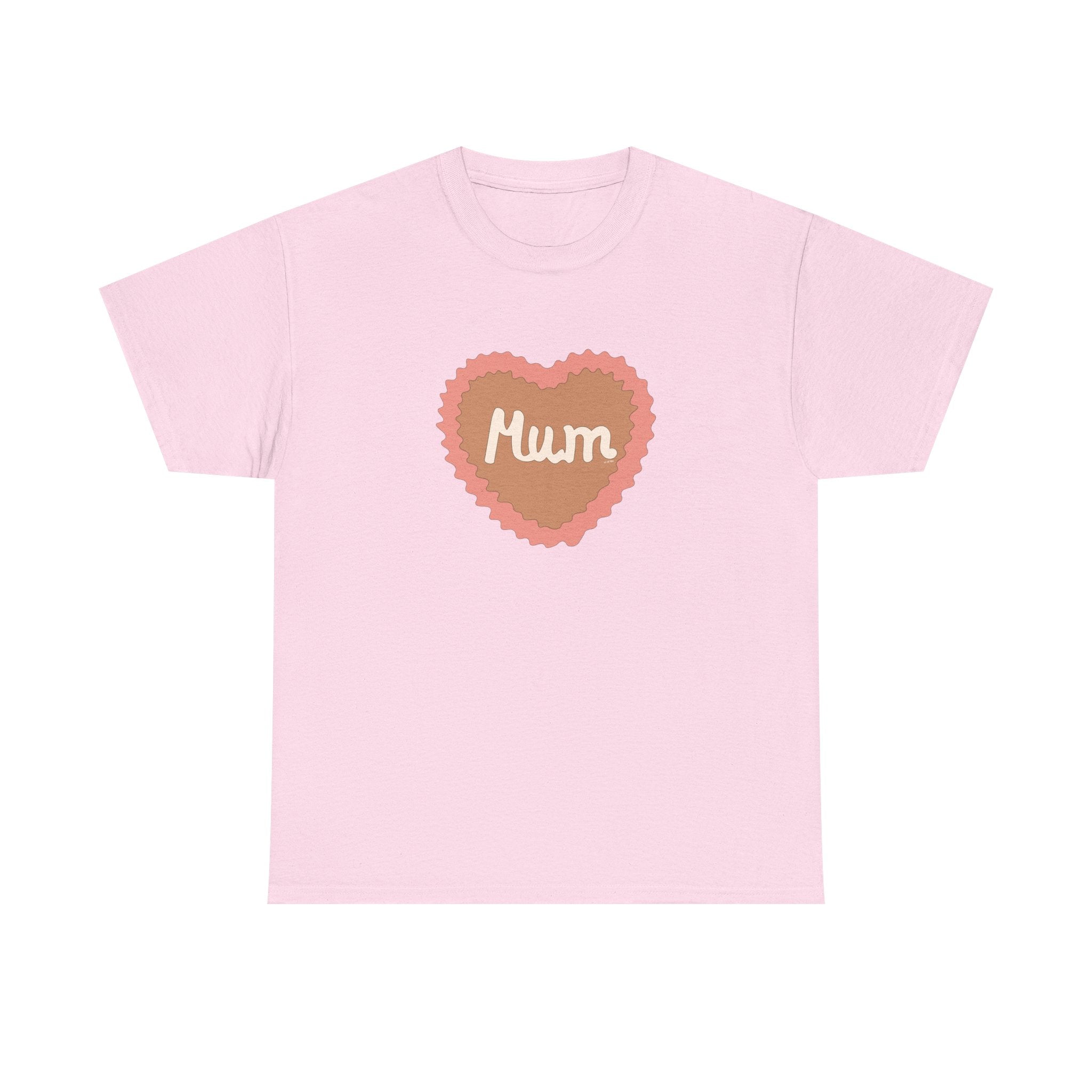 Mum Heart Printed T-Shirt 100% Cotton Novelty Love Heart Mum Mom Tee Birthday Mother's Day Gift Light Pink