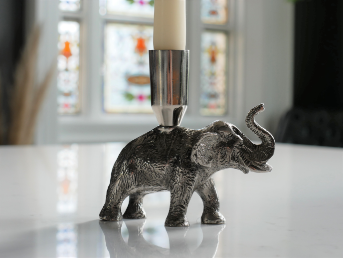 Aluminum Elephant Candle Holder