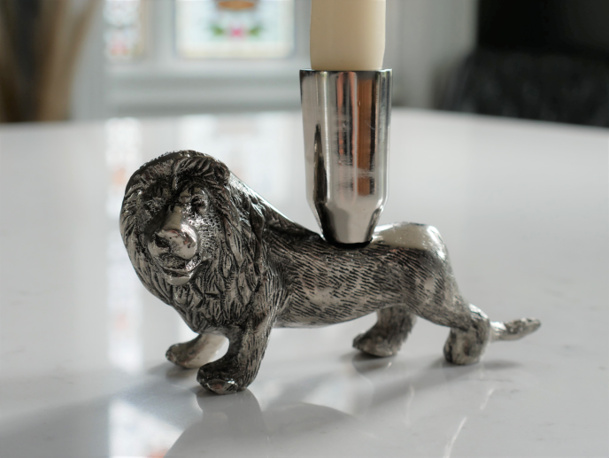 Aluminum Lion Candle Holder