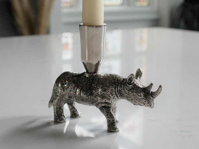 Aluminum Rhino Candle Holder