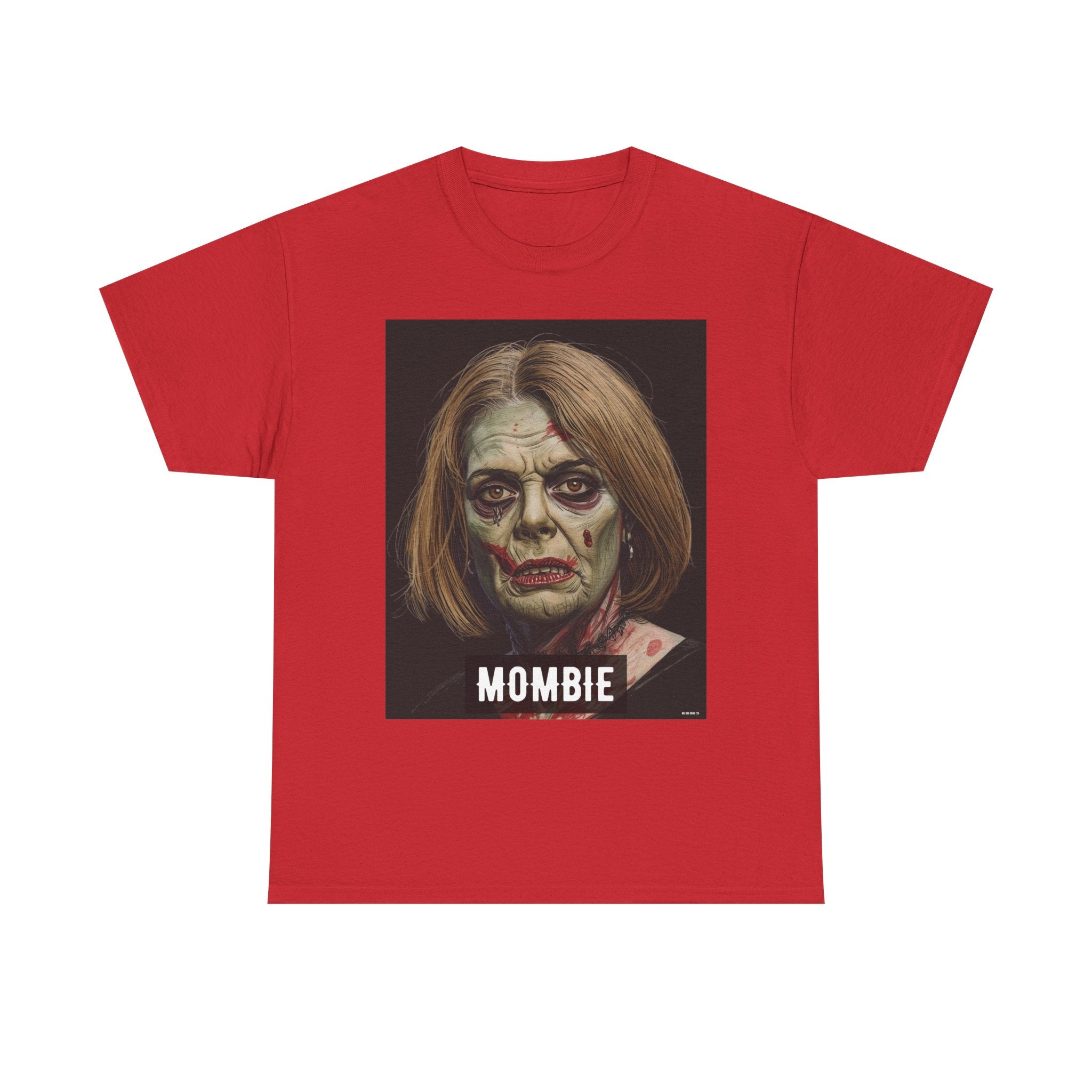 Mombie Halloween Printed T-Shirt 100% Cotton Scary Novelty Mom Zombie Tee Red