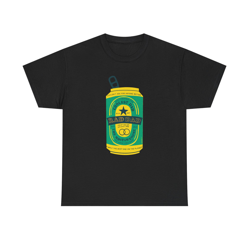 Rad Dad Beer Can Printed T-Shirt 100% Cotton Novelty Dad Tee Birthday Father's Day Gift Black