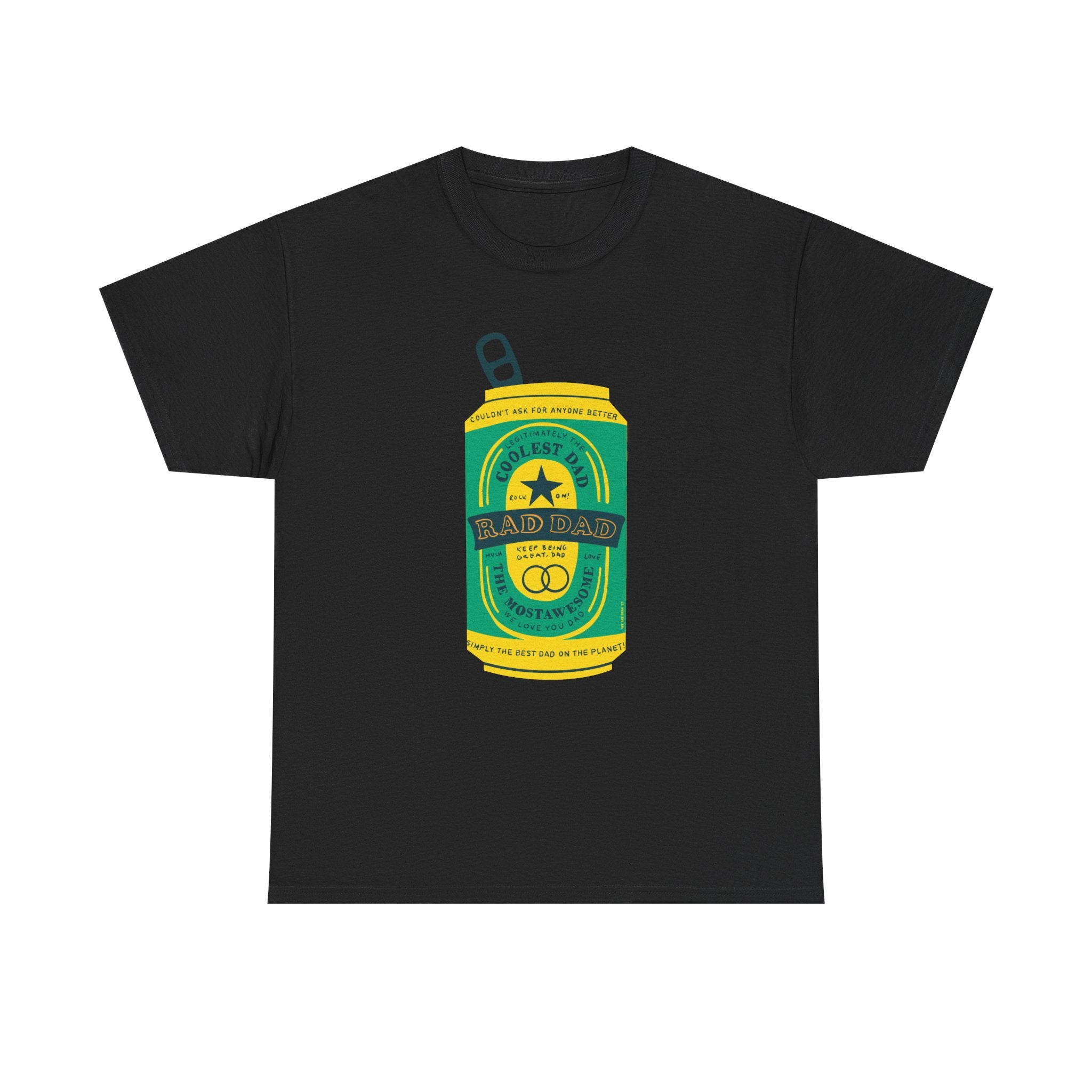 Rad Dad Beer Can Printed T-Shirt 100% Cotton Novelty Dad Tee Birthday Father's Day Gift Black