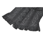 Black Floral Lace High-Neck Gothic Shoulder-Mantle Corset Top