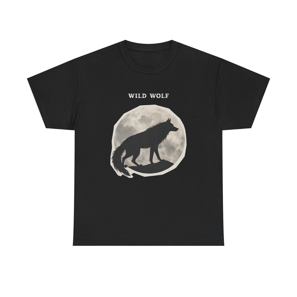 Wild Wolf Printed T-Shirt 100% Cotton Retro Animal Tee Black