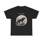 Wild Wolf Printed T-Shirt 100% Cotton Retro Animal Tee Black