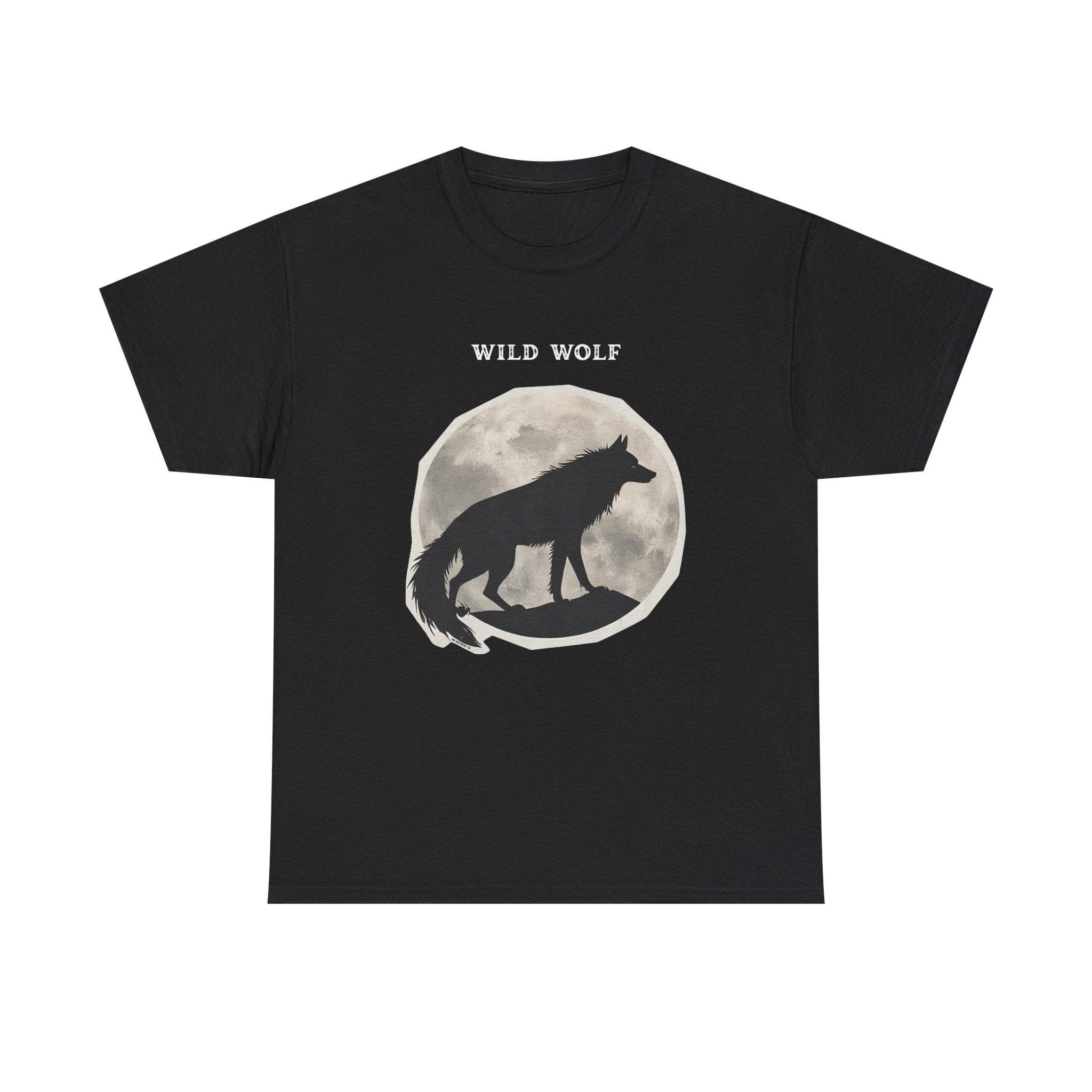 Wild Wolf Printed T-Shirt 100% Cotton Retro Animal Tee Black