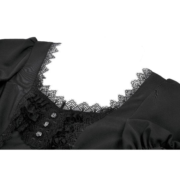 Dark in Love Gothic Lace Square-Neck Puff Sleeve Dress