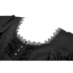 Dark in Love Gothic Lace Square-Neck Puff Sleeve Dress
