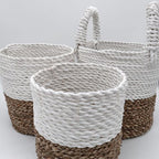 Set of 3 Natural Seagrass Storage Baskets 14-16-17 cm