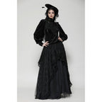 Dark in Love Cyra Gothic Jacquard Velvet Bell Sleeve Top