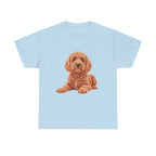 Brown Cockapoo Printed T-Shirt 100% Cotton Novelty Cute Dog Tee Gift Light Blue