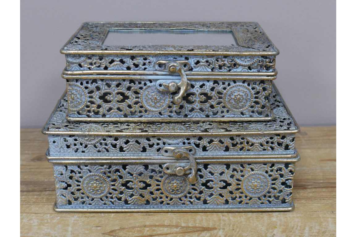 Set Of 2 Mirrored Boxes