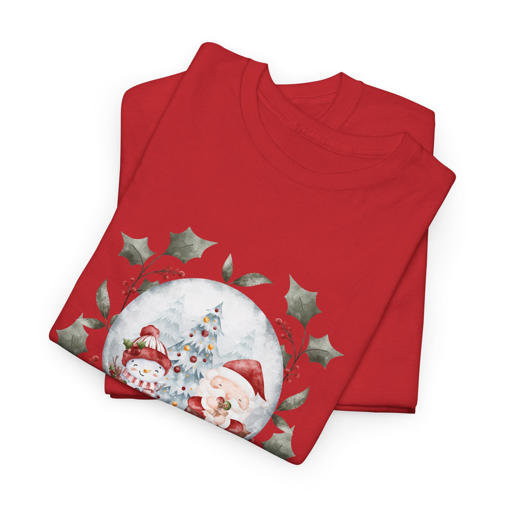 Christmas Snow Globe Printed T-Shirt 100% Cotton Novelty Santa Snowman Xmas Tee Gift