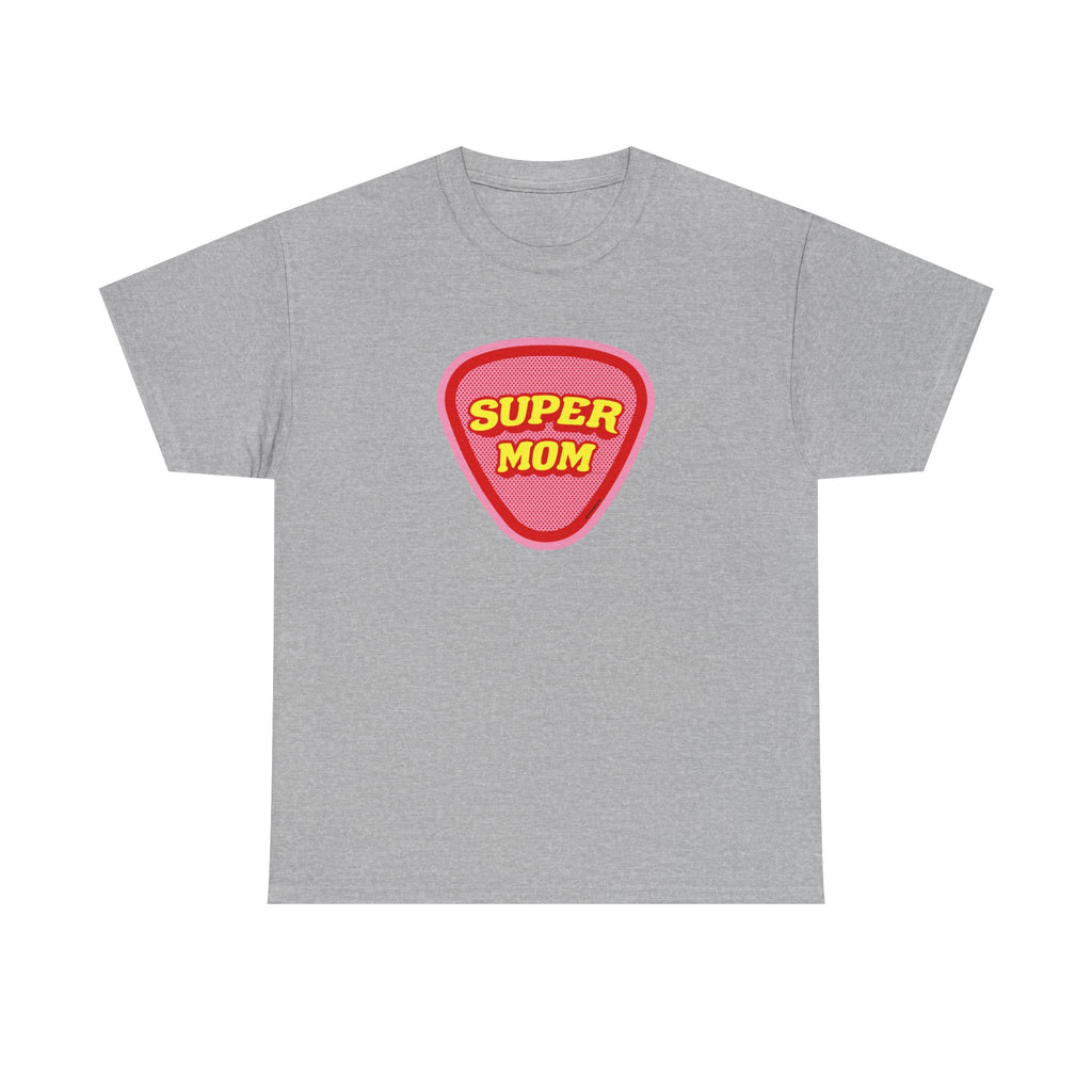 Super Mom Printed T-Shirt 100% Cotton Novelty Mum Mom Tee Birthday Mother's Day Gift Sport Grey