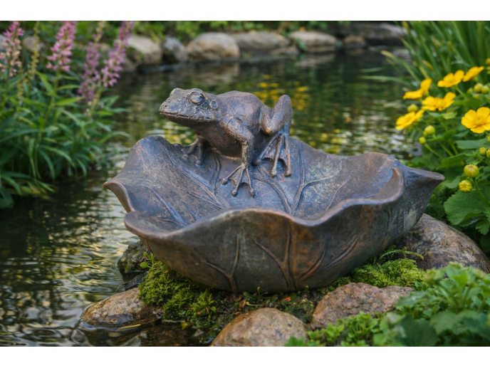 Frog On Leaf Feeder