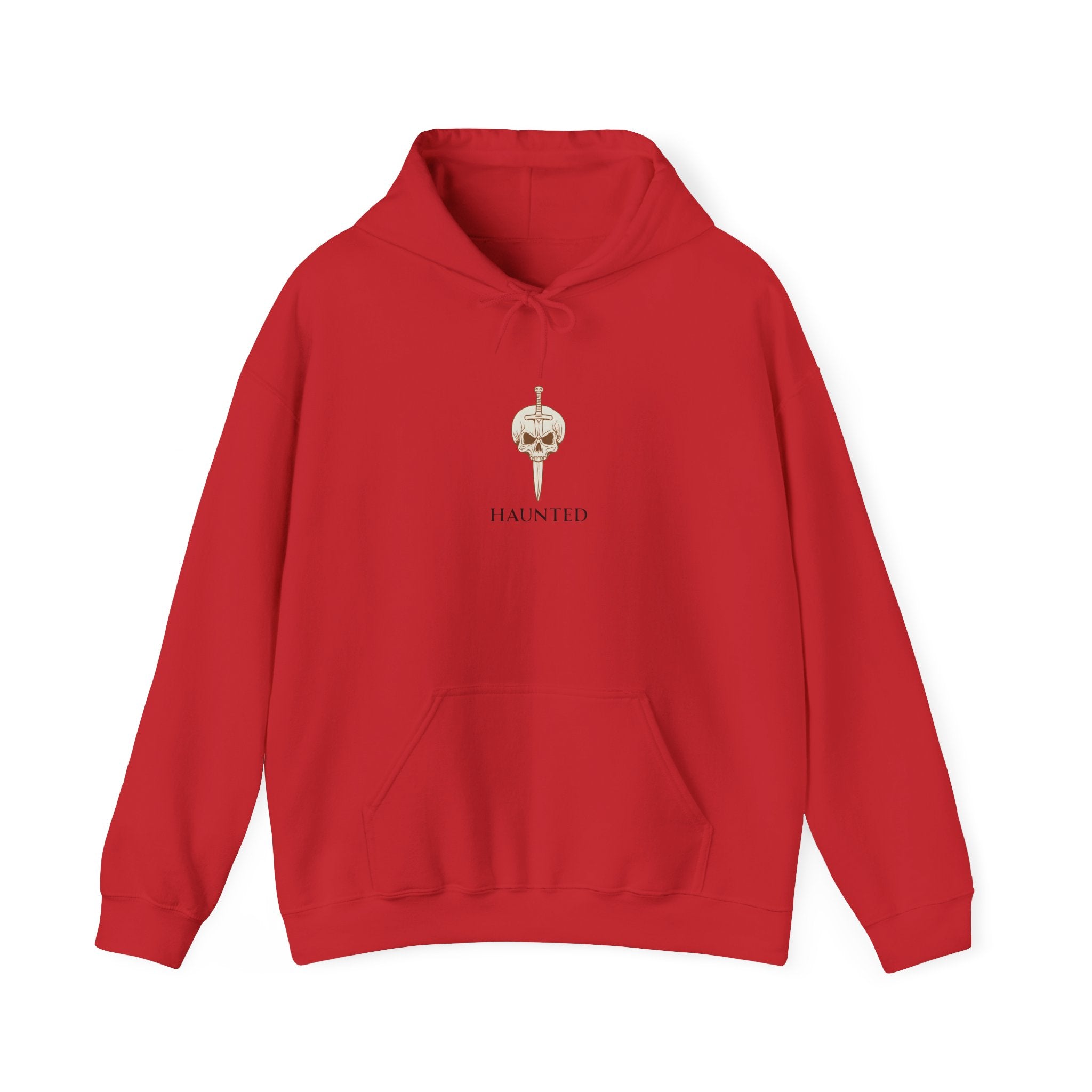 Haunted Skull & Dagger Printed Hoodie Unisex Hooded Sweatshirt Creepy Halloween Clothing Goth Gift Red