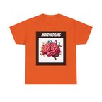 Mindworms Brain Printed T-Shirt 100% Cotton Weird Retro Novelty Worms Tee Orange