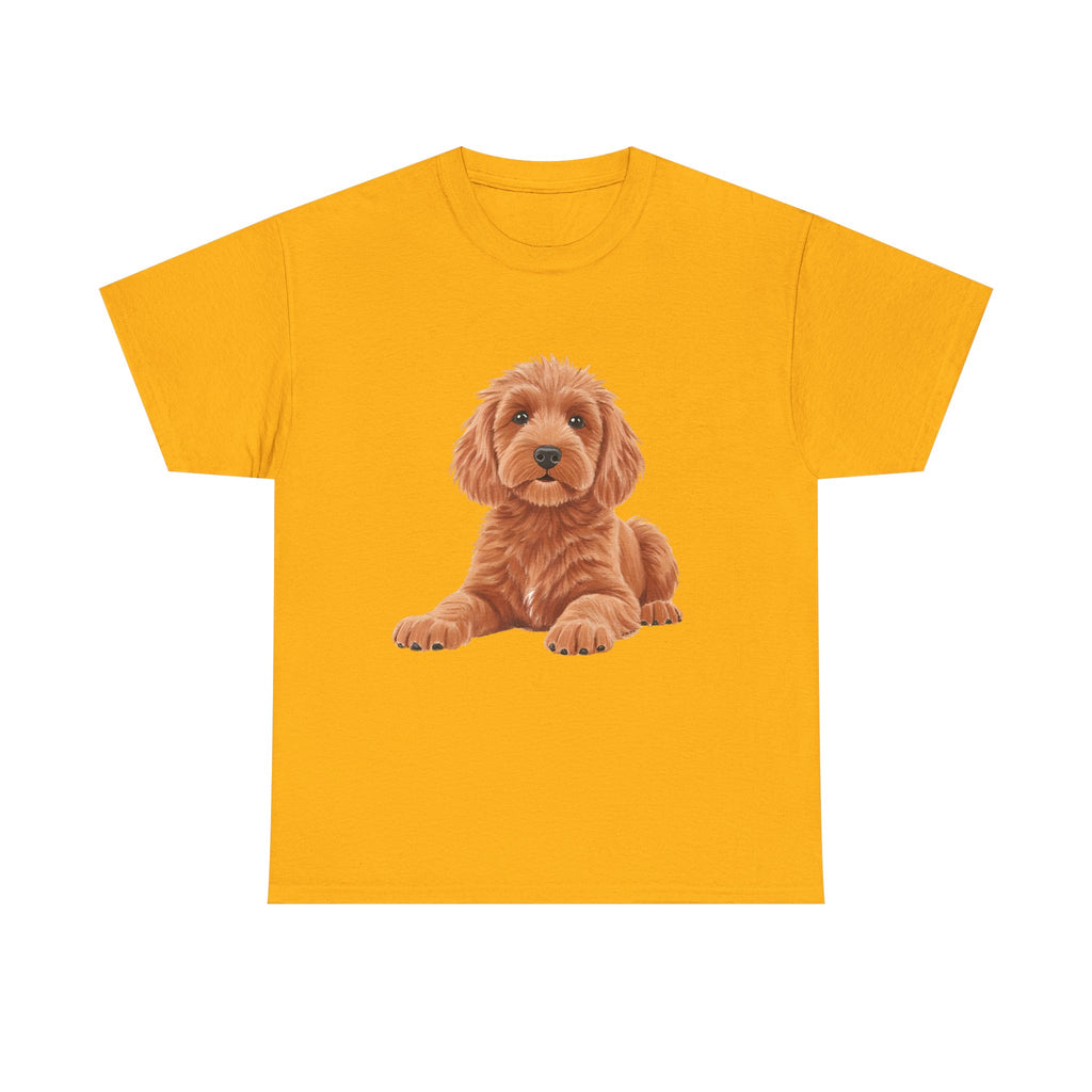Brown Cockapoo Printed T-Shirt 100% Cotton Novelty Cute Dog Tee Gift Gold