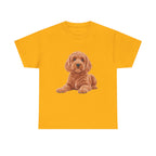 Brown Cockapoo Printed T-Shirt 100% Cotton Novelty Cute Dog Tee Gift Gold