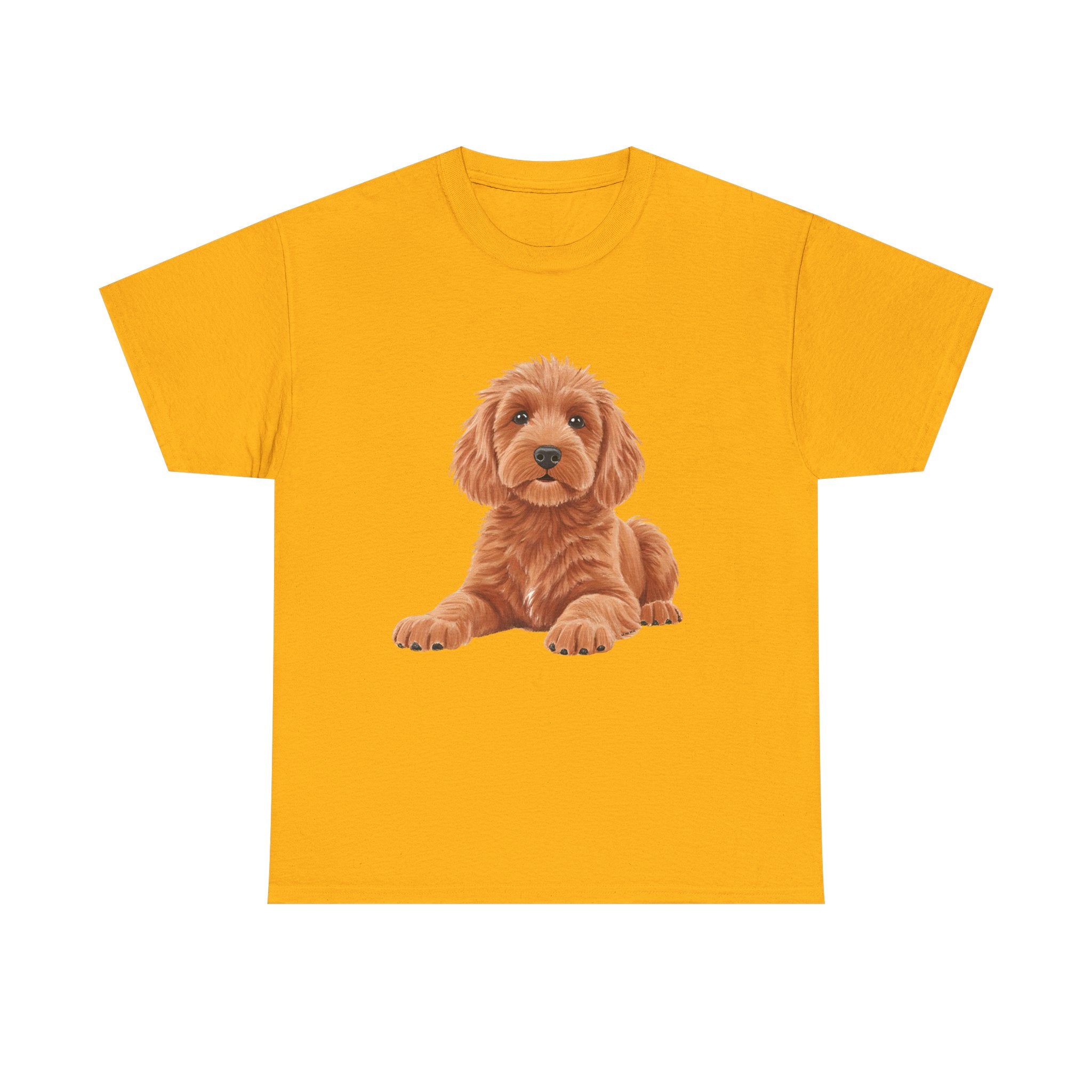 Brown Cockapoo Printed T-Shirt 100% Cotton Novelty Cute Dog Tee Gift Gold
