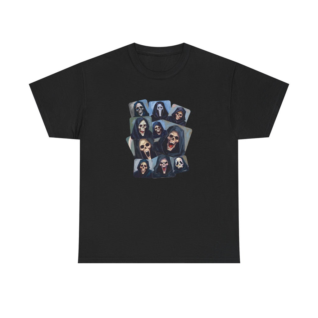Grim Reaper Collage Printed T-Shirt 100% Cotton Novelty Scary Halloween Death Tee Black