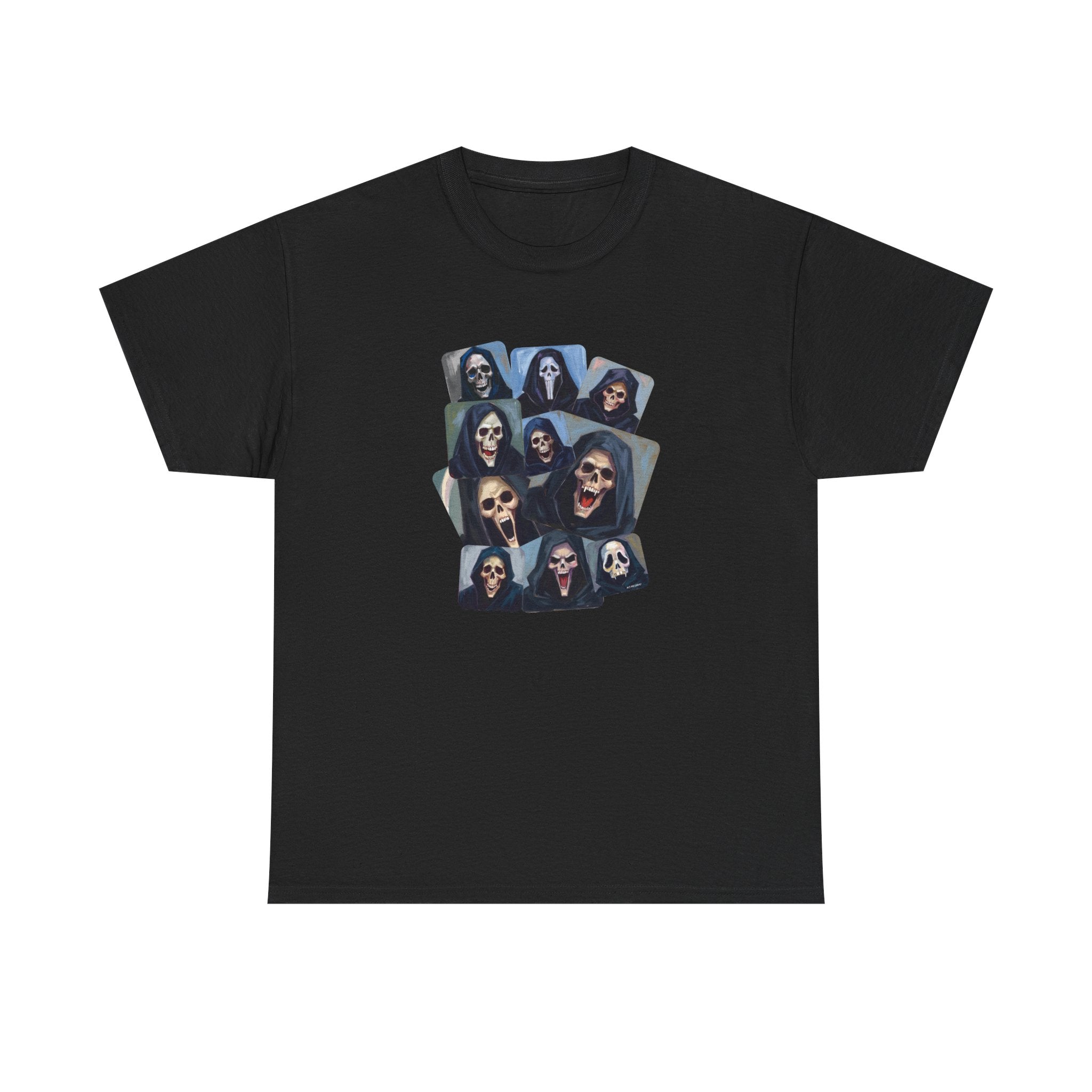 Grim Reaper Collage Printed T-Shirt 100% Cotton Novelty Scary Halloween Death Tee Black
