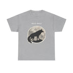 Wild Wolf Printed T-Shirt 100% Cotton Retro Animal Tee Sport Grey