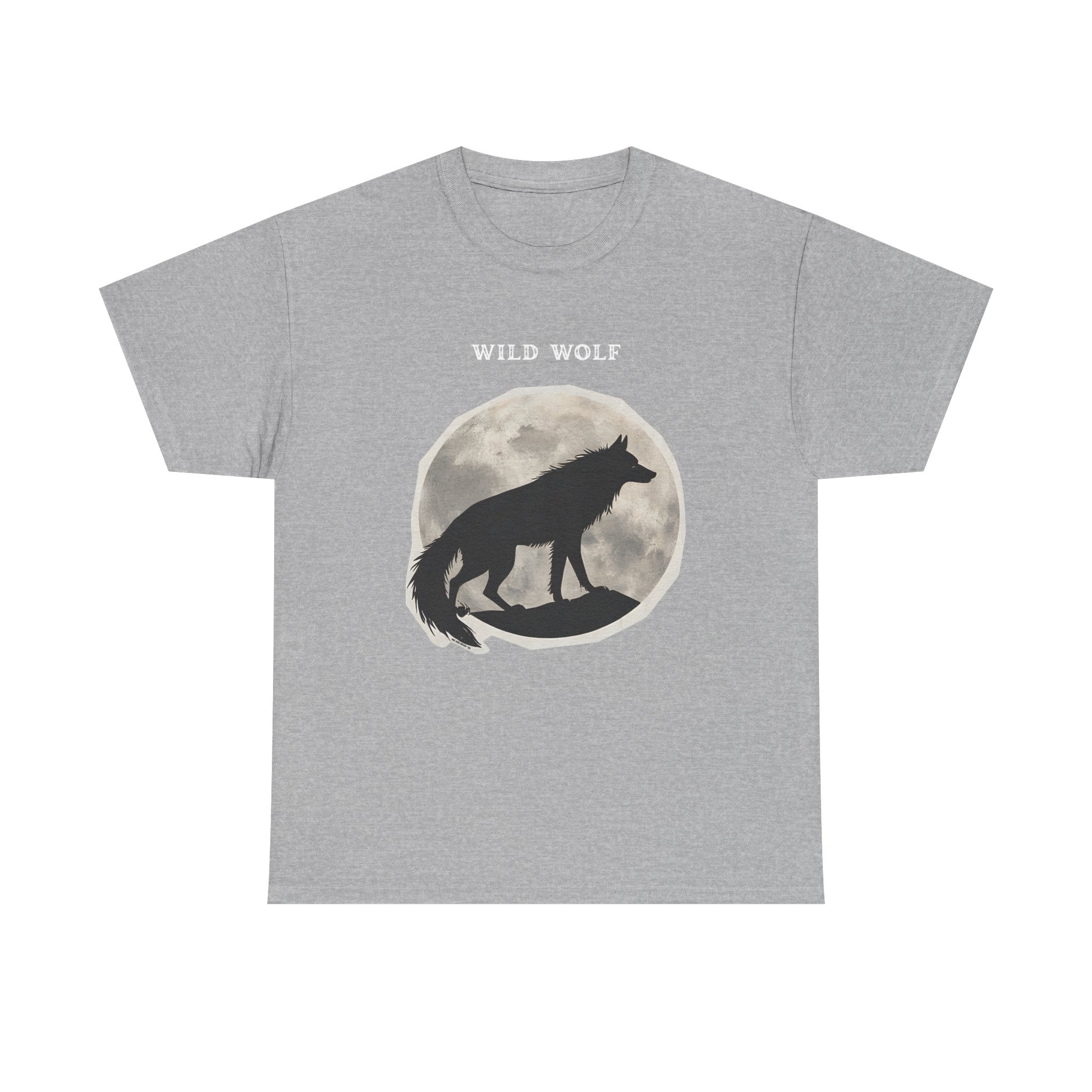 Wild Wolf Printed T-Shirt 100% Cotton Retro Animal Tee Sport Grey