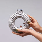 Round Donut Shaped Dry Flowers Vase - Cream 18cm