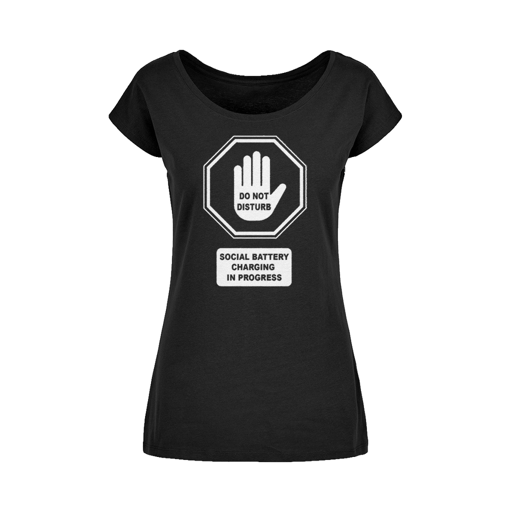 Do Not Disturb Wide Neck Womens T-Shirt Black Womens