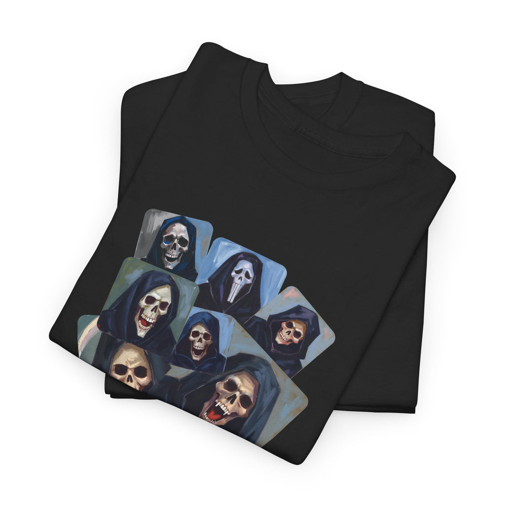 Grim Reaper Collage Printed T-Shirt 100% Cotton Novelty Scary Halloween Death Tee