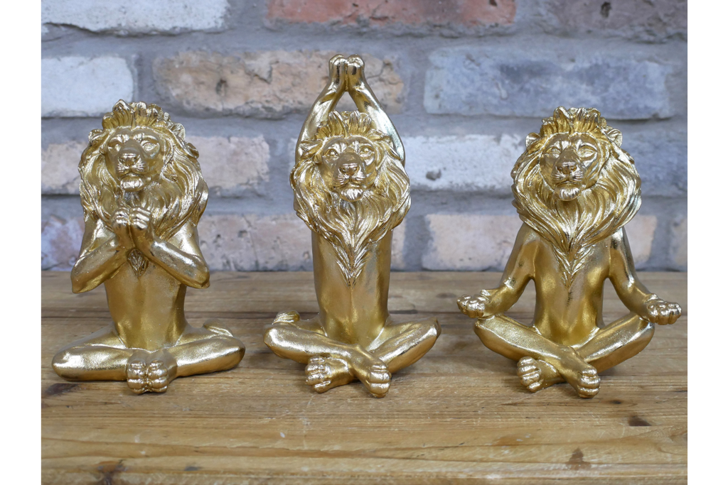 Set Of 3 Yoga Lions