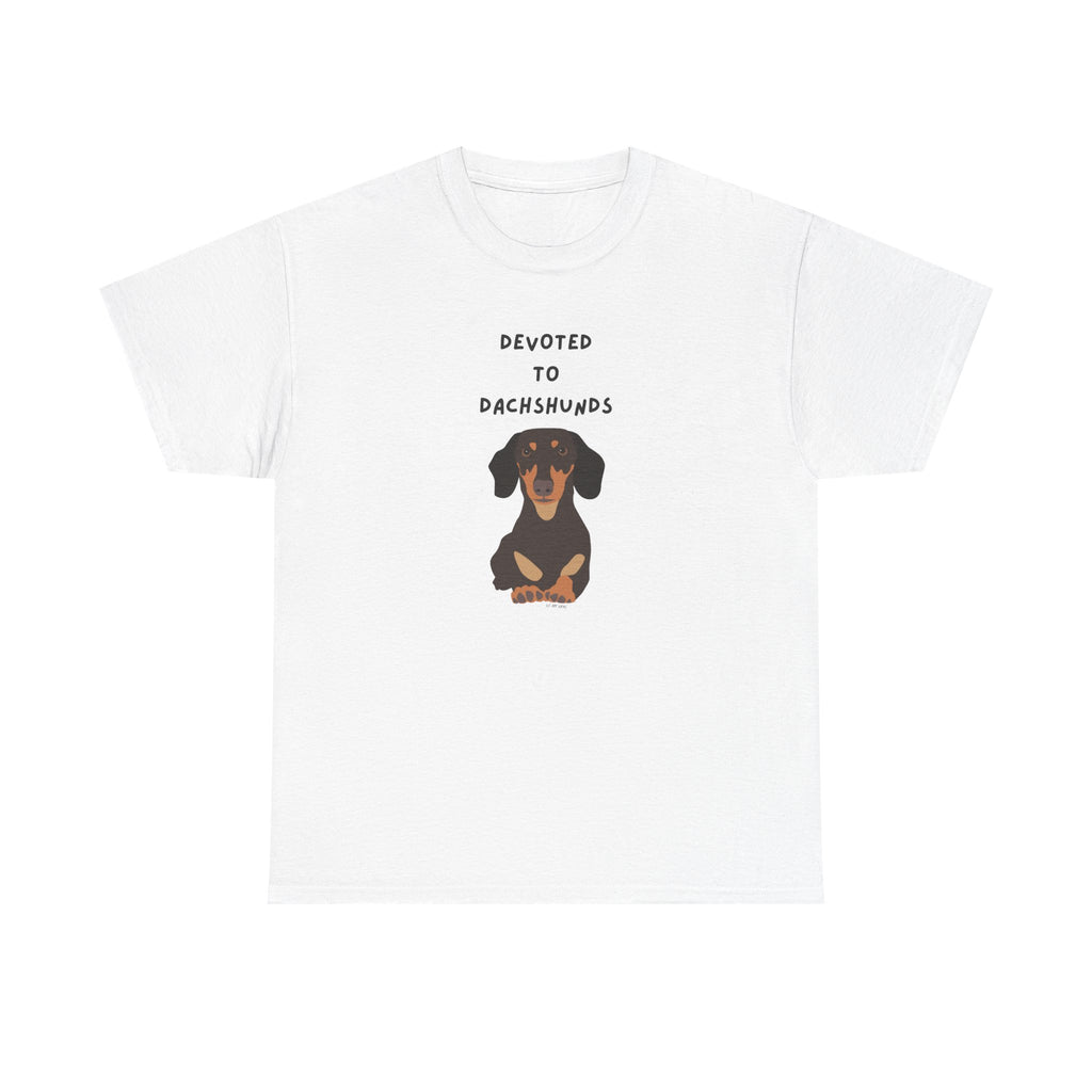 Devoted To Dachshunds Sausage Dog Printed T-Shirt 100% Cotton Novelty Cute Dog Tee Gift White