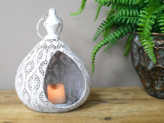 White Moroccan Candle Holder