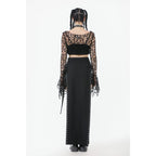 Dark in Love Morana Mesh Crochet Knit Bell Sleeve Crop Top