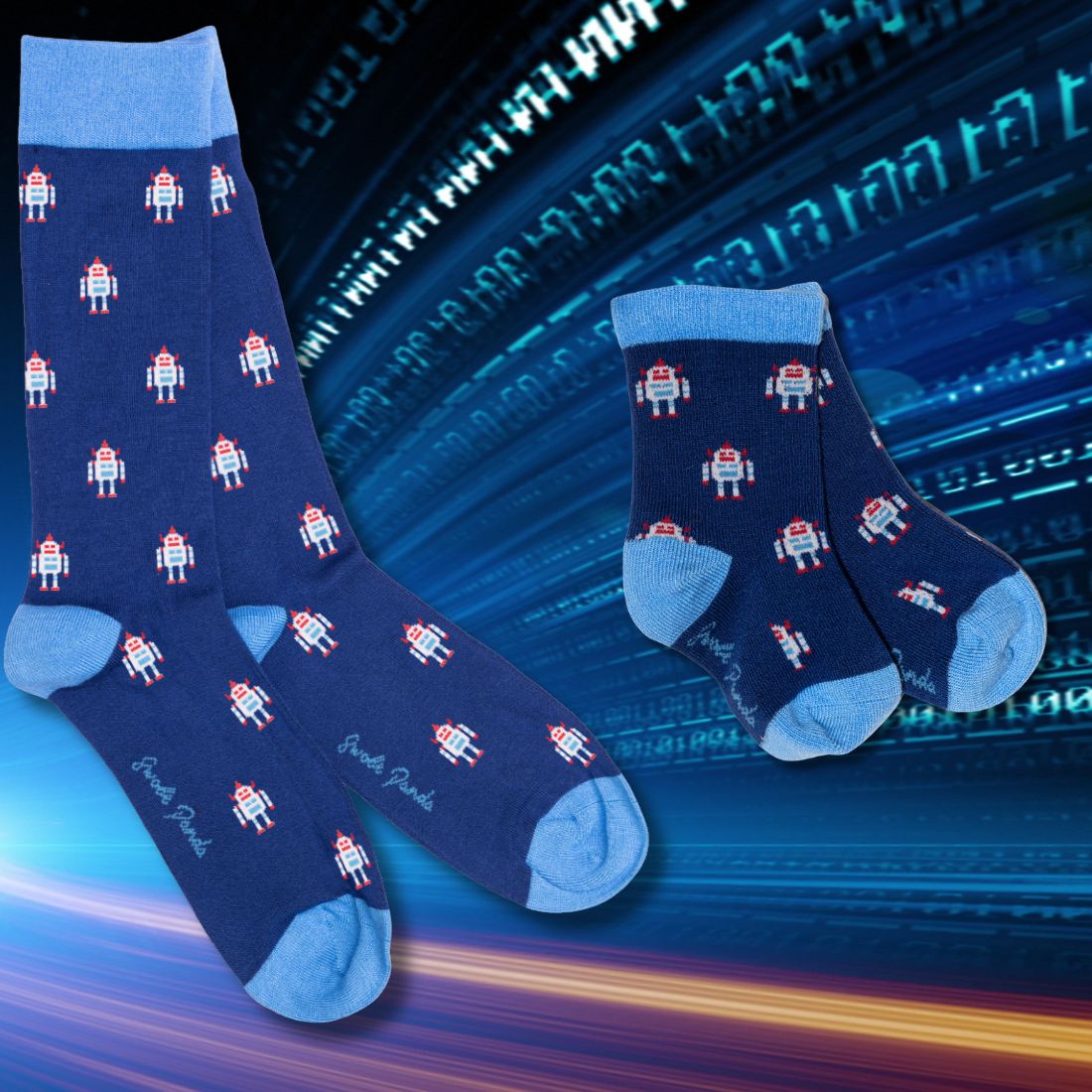 Robot Matching Bamboo Socks (Adult & Child) UK 7-11 (US 8-12 EU 40-47)