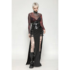 Dark in Love Carson Black and Red Tie-Dye Mesh Versatile Basic Top
