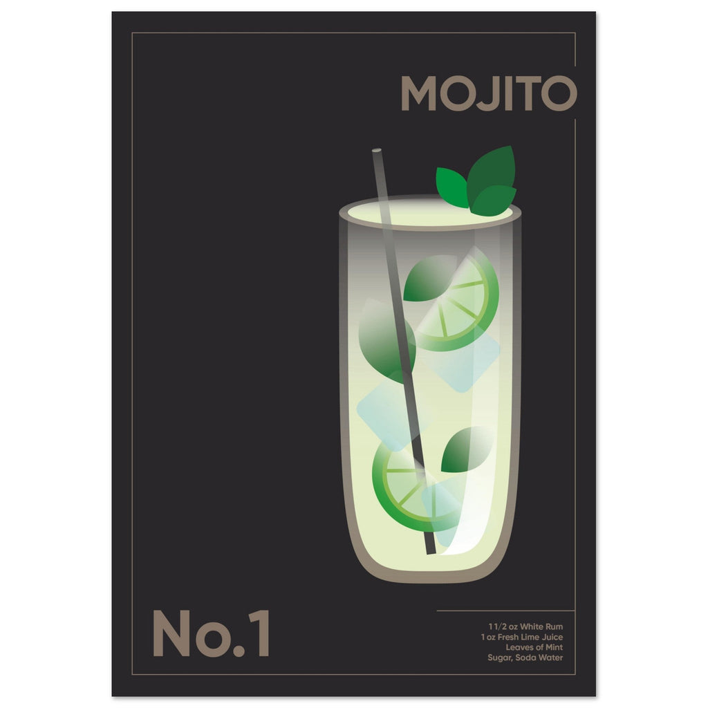 Cocktail 'Mojito' - Premium Matte Paper Poster A3 (29.7 x 42 cm)