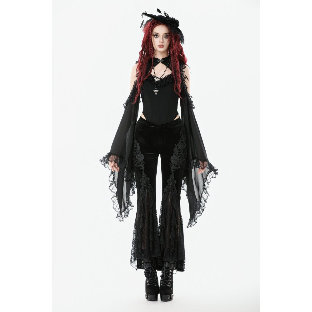Dark in Love Erzebeth Velvet Lace Flare Trousers