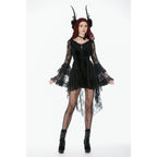 Dark in Love Classic Gothic Velvet & Lace Embroidered Dress