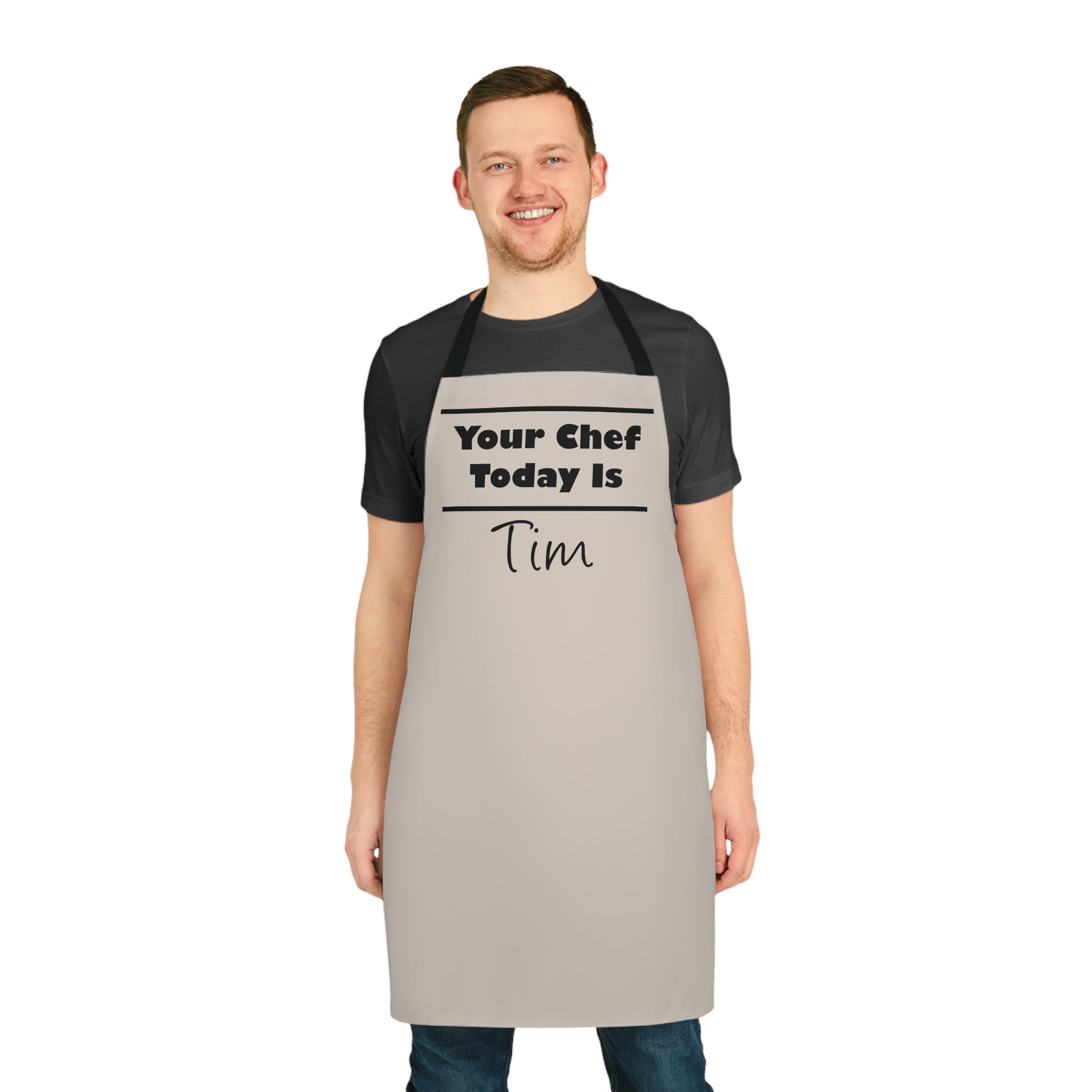 Personalised Kitchen Apron "Your Chef Today Is" Mushroom