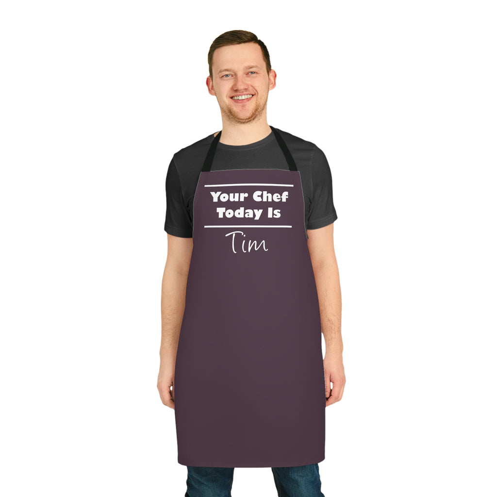 Personalised Kitchen Apron "Your Chef Today Is" Aubergine