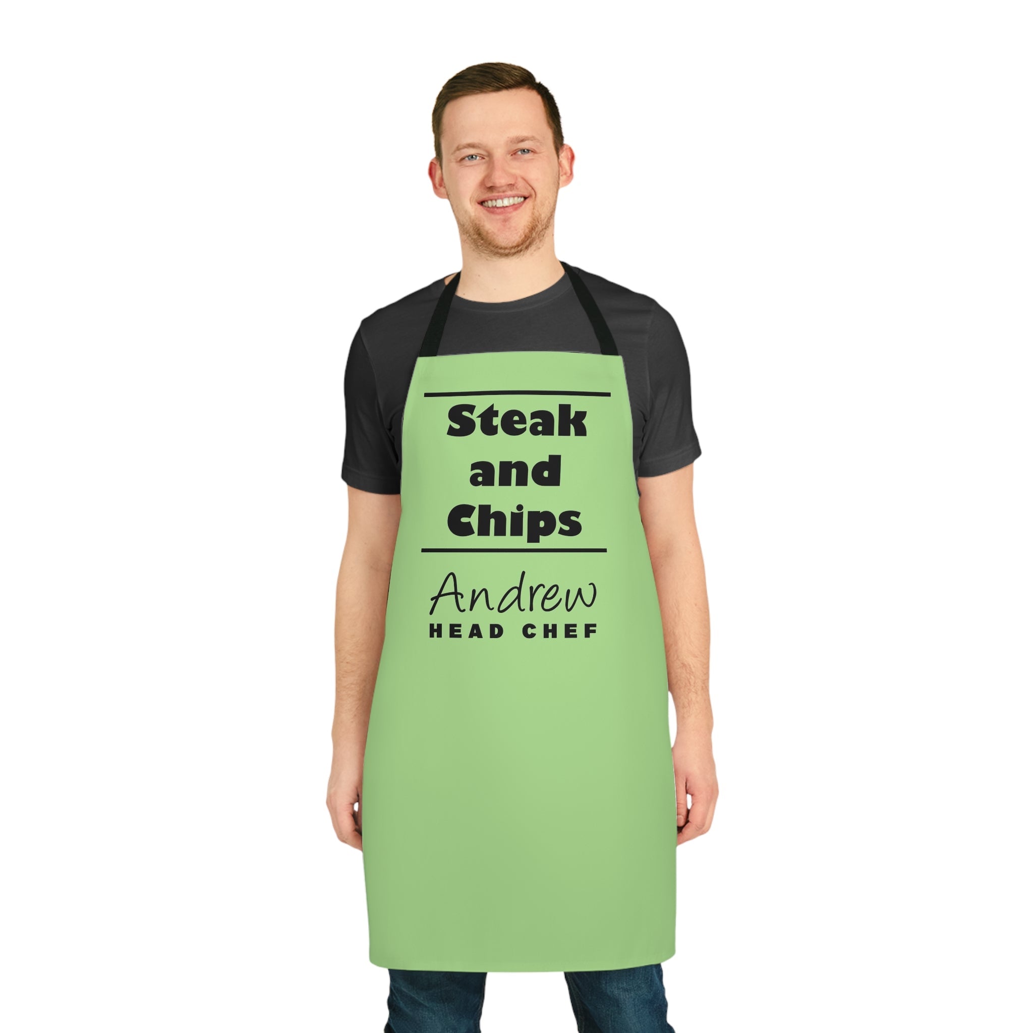 Personalised Kitchen Apron "Steak and Chips" Apple
