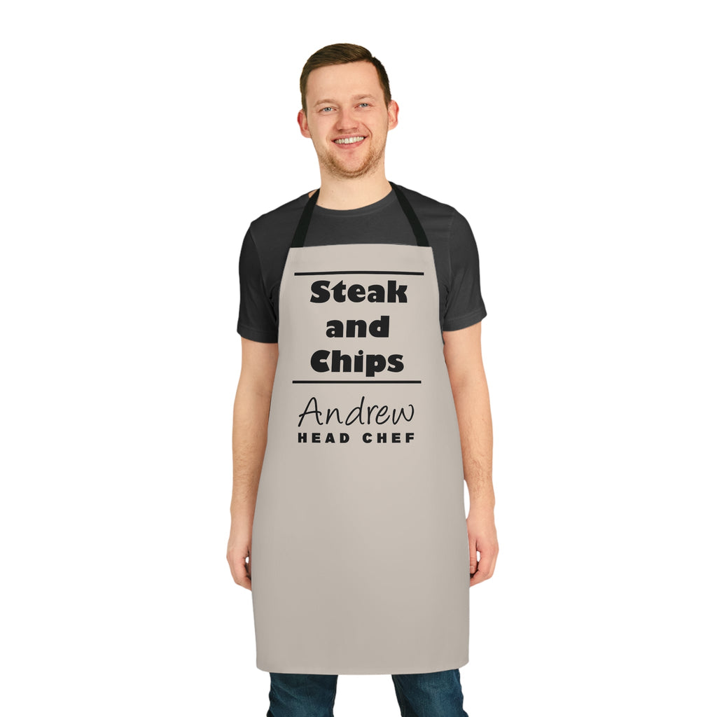 Personalised Kitchen Apron "Steak and Chips" Mushroom