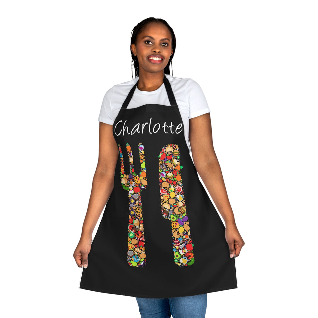 Personalised Kitchen Apron - Emoji Knife and Fork Dark Grey