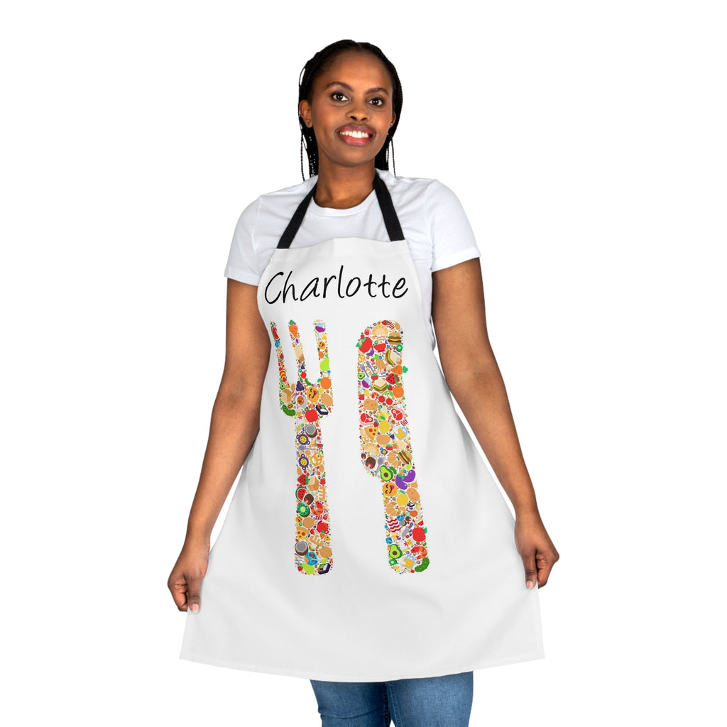 Personalised Kitchen Apron - Emoji Knife and Fork White