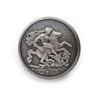 St George & The Dragon Blazer Button In Antique Silver
