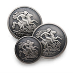 St George & The Dragon Blazer Button In Antique Silver