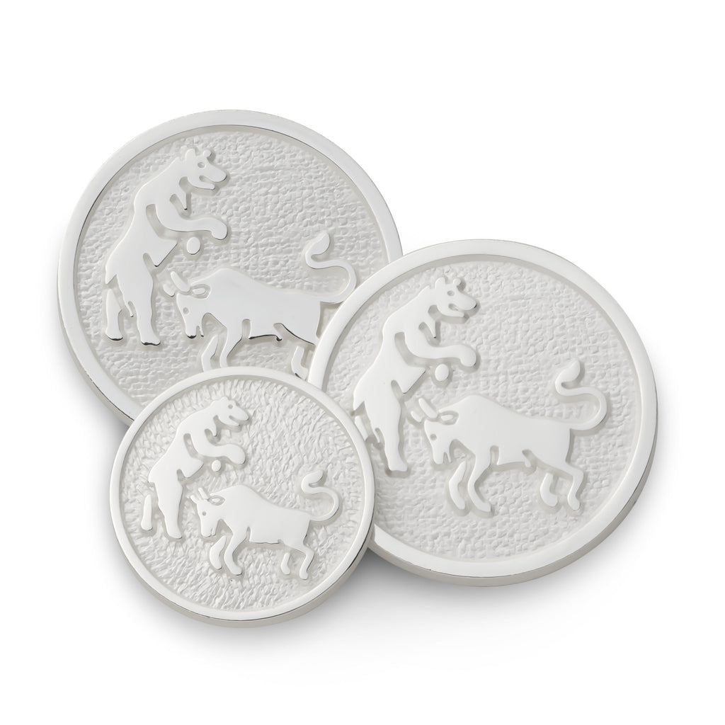 Bull And Bear Blazer Button Set In Silver
